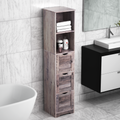 Bathroom Floor Cabinet with 3 Drawers 2 Shelves, Tall Narrow Bathroom Kitchen Pantry Storage Cabinet with Open Compartment Grey