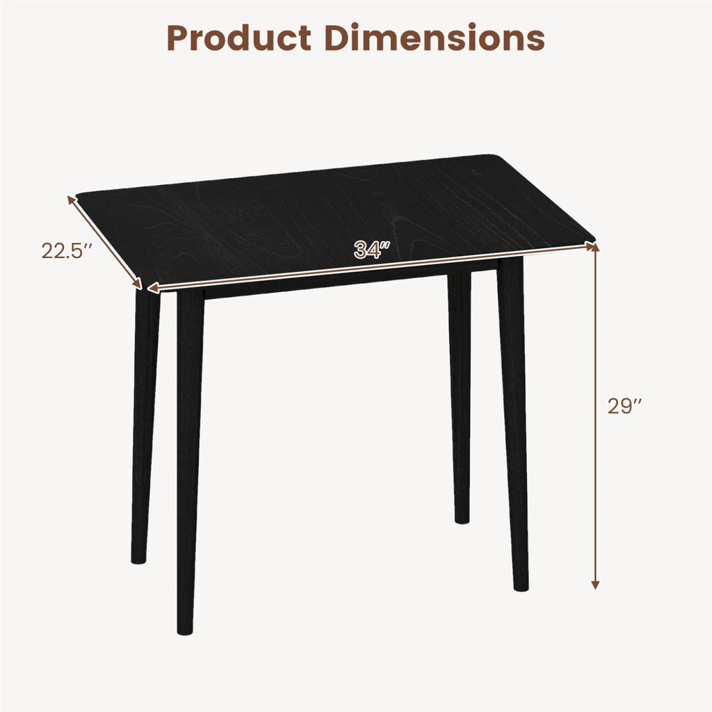 Rectangular Wooden Dining Table for 2-4 34 Inch Farmhouse Solid Wood Kitchen Table