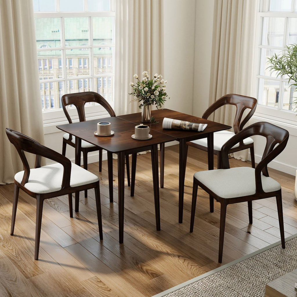 Rectangular Wooden Dining Table for 2-4 34 Inch Farmhouse Solid Wood Kitchen Table