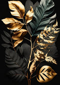 Nordic Abstract Wall Art Plants Modern Luxury Black and Gold Leaves HD Canvas Print Poster Home Living Room Bedroom Decoration