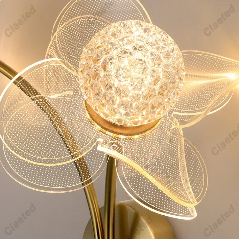 Flower Led Wall Lamps for Living Room Bedroom Bedside Sconce Light Modern Hallway Restaurant Background Decoration Lighting Deco
