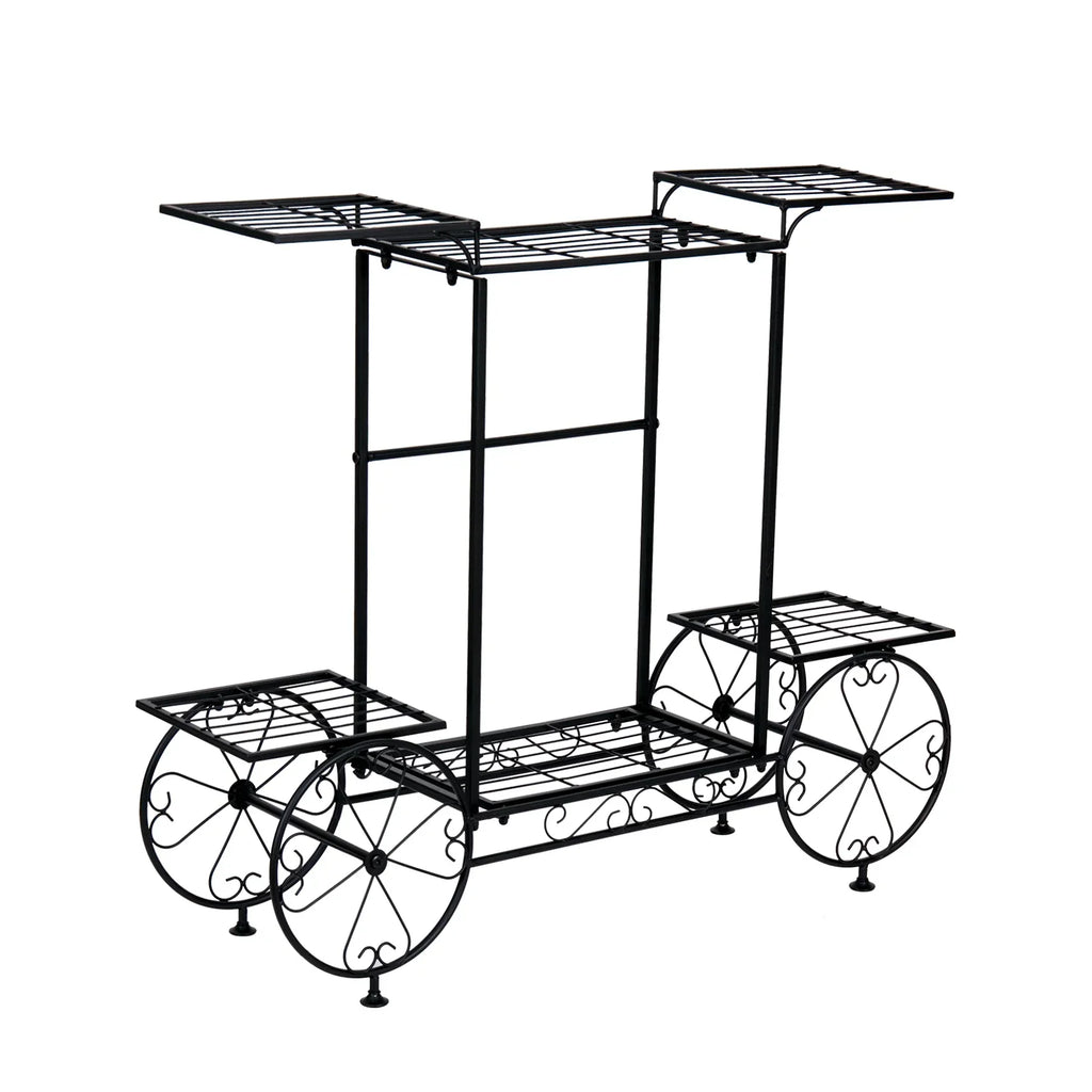 Garden Cart Stand Flower Pot Holder Display Rack Home Plant Stand - Multi-Functional Garden Storage Organizer