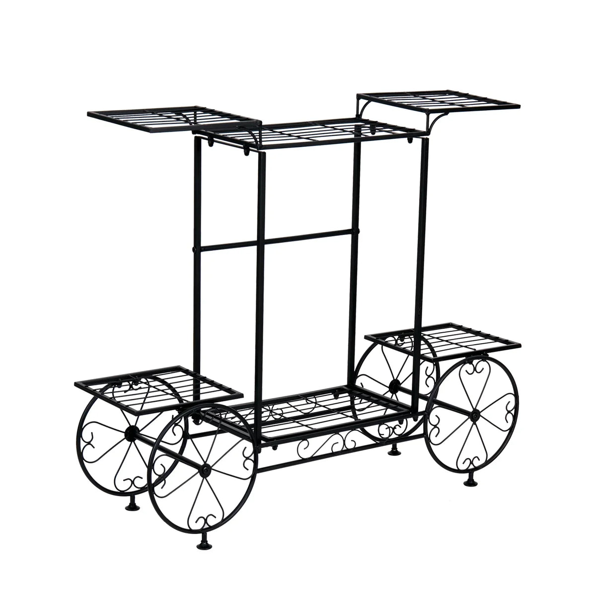 Garden Cart Stand Flower Pot Holder Display Rack Home Plant Stand - Multi-Functional Garden Storage Organizer