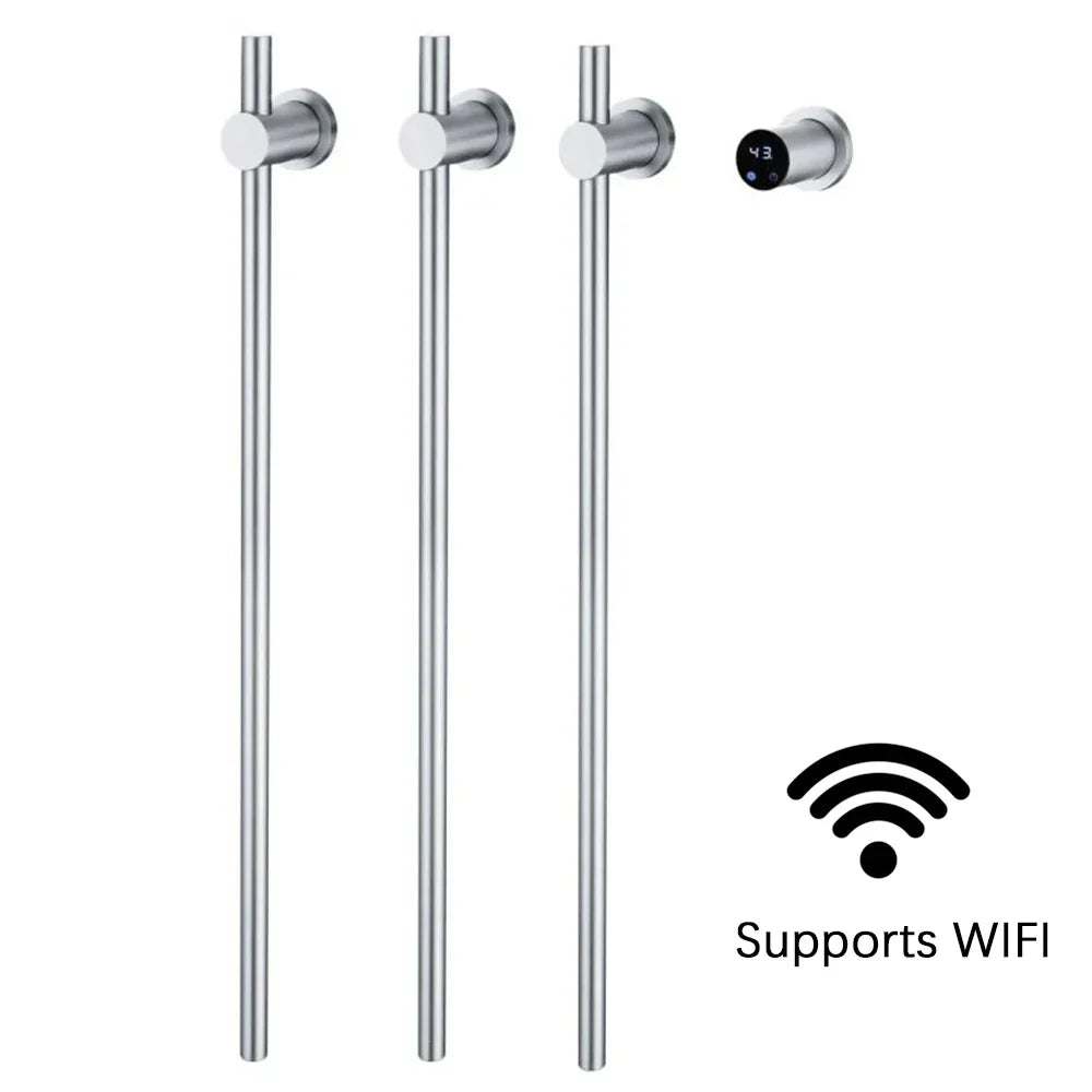 Modern Electric Heated Towel Rack Wall Mounted Bathroom Towel Warmer Heated Towel Rail Heater 3Bars Stainless Steel 220V/110V